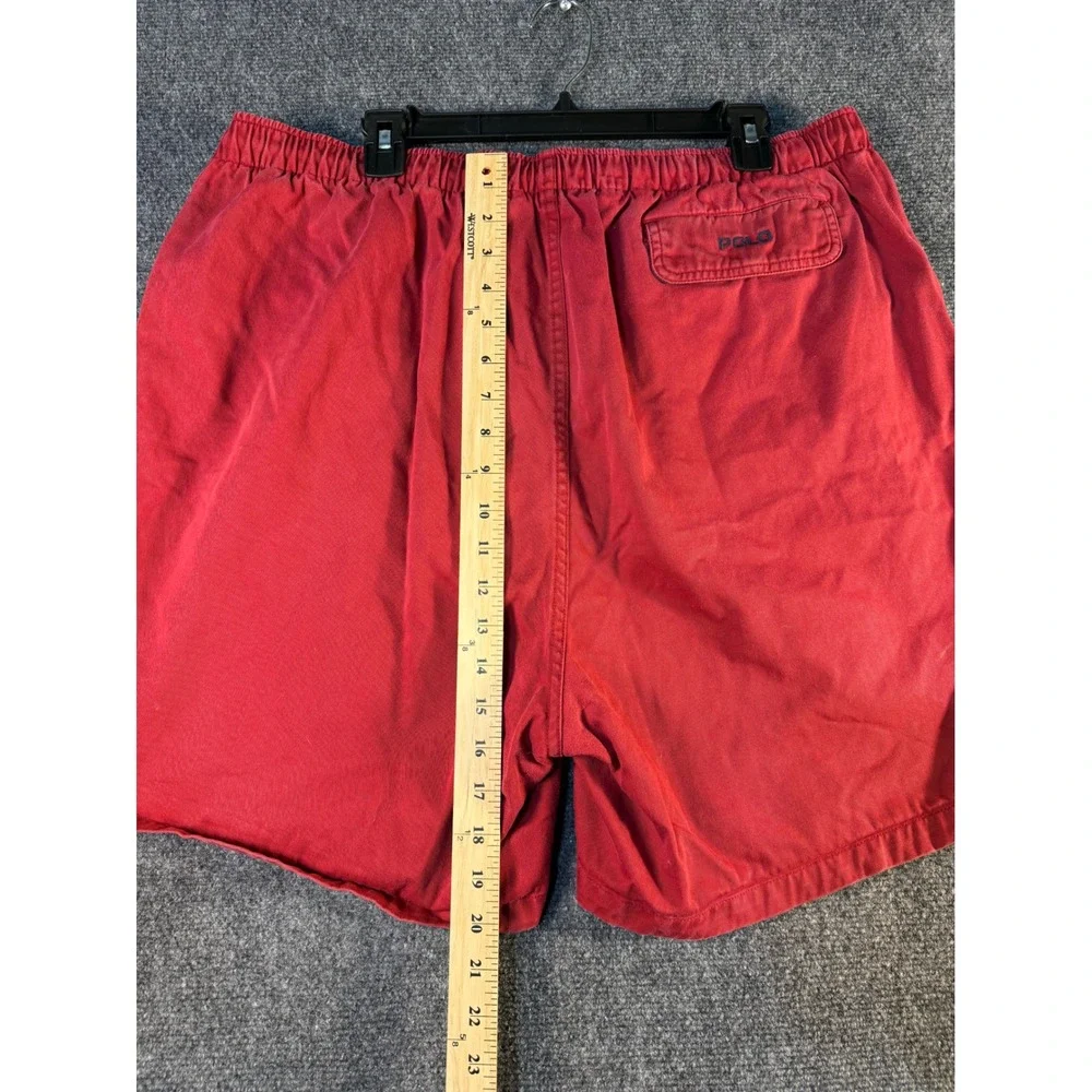 Polo Ralph Lauren Mens XXL Red Elastic Waist Cotton Chino Shorts Drawstring